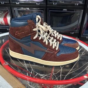 Men's High-Top kicks  - Blue and Brown Custom kool Kiy. White grey used as base.
